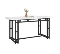 phosir Table à manger rectangulaire moderne en MDF avec pieds en métal noir 120 x 70 cm