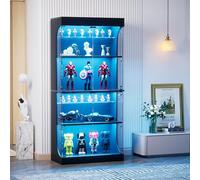 phosir Vitrine LED 180 cm Blanche avec tiroir, Armoire vitrée Haute, étagères de Rangement pour Collection, Livres, Salon et Chambre