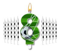 Photect 11 Bougies d'Anniversaire de Football Décoration de Gâteau aux Bougies Numéro 5-9 Décorations de Gâteau d'Anniversaire sur le Thème du Football pour Garçons Filles Enfants Fête (Numéro 8)