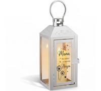 Photect Lanterne Funéraire Acier, 30x10x10cm, Mama, Argent | Inoxydable aux Intempéries avec Gravure, Lampe de Tombe, pour Cimetière et Urne Cadeau de Deuil (Bougie Non Incluse)