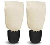 Photener Voile Hivernage Plante Exterieur 100 x 80 cm Lot de 2, 80 g/m² Tissu Non Tissé, Housse Hivernage Plante Exterieur, Protection Plantes Hiver avec Fermeture Éclair et Cordon, Facile à Installer