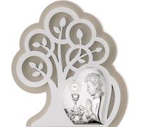 Photo de première communion, argentée, gravée, souvenir de la première communion d'un garçon | Dimensions : 14 x 15,5 cm | Référence : VL81401/1L