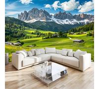 Photo Murale Campagne De Montagne Enneigée Motif 150 x 105 cm - Papier peint non tissé pour enfants et adultes - Image panoramique Déco Maison - Décorative Tenture Murale Appartement Décoration