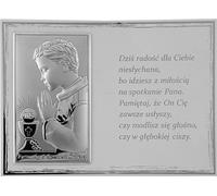 Photo souvenir de première communion, argentée, avec gravure pour garçon | Dimensions : 18 x 13 cm | Couleur : blanc | Numéro d'article : VL820/4BI/S