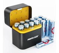 PHOTOOLEX Piles Rechargeables AA Lithium Lot de 16 avec Chargeur, 3000 mWh Haute capacité Sortie 1,5 V AA avec 1600+ Cycles, li-ION Batterie avec boîtier de Charge et de Rangement intégré