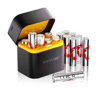 PHOTOOLEX Piles Rechargeables AA Lithium Lot de 16 avec Chargeur, 3600 mWh Haute capacité Sortie 1,5 V AA avec 1600+ Cycles, li-ION Batterie avec boîtier de Charge et de Rangement intégré
