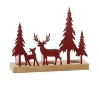 Photophore 3 Bougies Rennes & Sapin 25cm Rouge