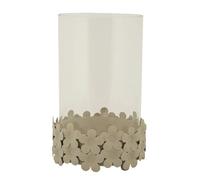 Photophore à socle orné de papillons suspendus Mauro Ferretti C/Vetro Beige 14x21 cm