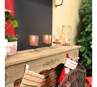 Photophore bougie noël bougeoir lanterne métal verre noir 50cm