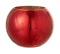 Photophore Boule en Verre Nacré 20cm Rouge