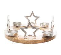Photophore de Noël design bois rond Terre Sauvage - Argent