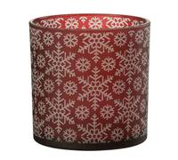Photophore Design en Verre Neige 15cm Rouge