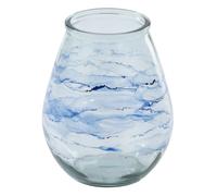 Photophore Design en Verre Vague 35cm Bleu