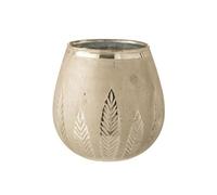Photophore Design Rond "Feuilles" 18cm Argent