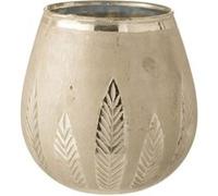 Photophore Design Rond "Feuilles" 18cm Argent Argent G