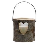 Photophore en bois avec motif cœur - Petite lanterne en bois 12 x 12 cm - Lanterne décorative avec verre et bougie - Bougeoir rustique pour décoration de table et cadeau d'ambiance - Lanterne de table
