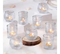 Photophore en verre pour centre de table de mariage, diverses fêtes et décoration d'intérieur (12, transparent)