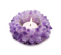 Photophore fait à la main en améthyste naturelle en cristal de quartz pour la guérison, décoration d'intérieur, pierre Reiki