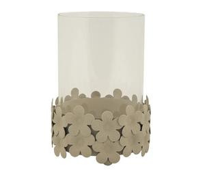 Photophore fleurie Mauro Ferretti C/Vetro Beige 12x16 cm