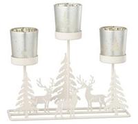 Photophore Hiver en Métal "Chalet" 24cm Blanc Imprimé G