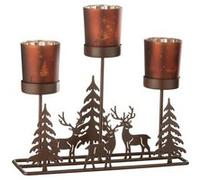 Photophore Hiver en Métal "Chalet" 24cm Marron Imprimé G