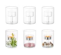 Photophore lanterne-tempête en verre - Lot de 3 photophores transparents pour bougies chauffe-plat, Support de bougie créatif pour centre de table, fête de Noël, table de repas festive, décoration d’i