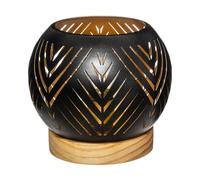 Photophore led boule support en bois