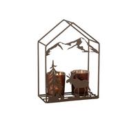 Photophore Maison en Métal "Chalet" 22cm Marron