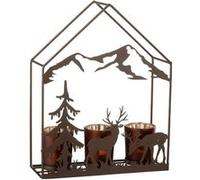Photophore Maison en Métal "Chalet" 29cm Marron Marron