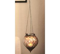 Photophore Maroc Décor à Suspendre en Verre, métal (l/h/p) 15 x 19 x 15 cm argenté
