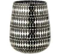 Photophore Mosaïque en Verre "Chevel" 21cm Noir Imprimé G