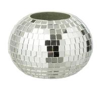 Photophore Mosaïque en Verre Disco 16cm Argent