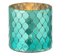 Photophore Mosaïque en Verre Pop 12cm Bleu Azur