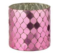 Photophore Mosaïque en Verre Pop 12cm Fuchsia
