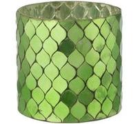 Photophore Mosaïque en Verre "Pop" 12cm Vert Imprimé G