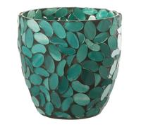 Photophore Mosaïque en Verre Rico 10cm Bleu Azur