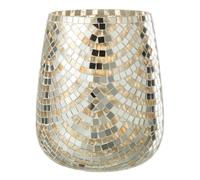 Photophore Mosaïque Linda 21cm Argent & Or