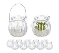 Photophore porte-bougie décoratif set de lanternes 12 pièces argenté léger