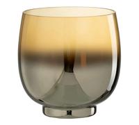 Photophore Rond Déco Verre Fumé 14cm Argent