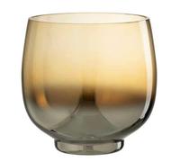 Photophore Rond Déco Verre Fumé 18cm Argent
