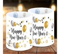 Photophores Décoration Nouvel an Réveillon 2027 Happy New Year Lanterne Blanc - 12 pcs