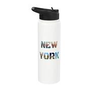 Photos de police New York Modern en lettres NY souvenir Stainless Steel Insulated Water Bottle