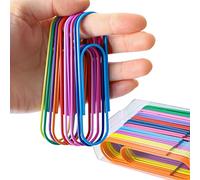 Photway - Jumbo - Lot de 30 grands trombones multicolores de 100 mm - Avec revêtement en vinyle brillant - Pour papiers, école, fournitures de bureau