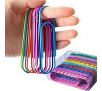 Photway - Jumbo - Lot de 40 grands trombones multicolores de 100 mm - Avec revêtement en vinyle brillant - Pour papiers, école, fournitures de bureau
