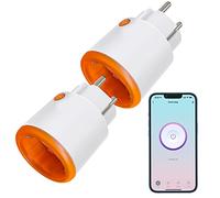 PHOVOLT Prise intelligente ZigBee 16A, prise intelligente Alexa 3680W avec wattmètre, commande vocale, minuterie, télécommande d'application compatible avec Alexa, Google Home. HUB requis (2 paquet)