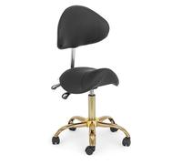 Physa Physa Mannheim Black_Gold Siège Selle - 51-65 cm - 150 kg - Noir/doré siège Selle de Cheval Tabouret à roulettes Tabouret de Bureau