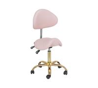 Physa Physa Mannheim Powder Pink_Gold Siège Selle - 51-65 cm - 150 kg - Rose Clair/doré siège Selle de Cheval Tabouret à roulettes Tabouret de Bureau