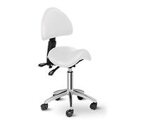 Physa Siège-Selle avec Dossier Assis Debout Ergonomique De Cheval Tabouret Berlin White (90-120°, 55-69 cm, 150 Kg, Pivotant, roulettes, Blanc)
