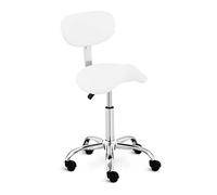 Physa Siège Selle De Cheval Chaise De Bureau Ergonomique Pivotante À roulettes De Coiffure Physa Hamburg White (150 kg Max., H: 50-70 cm, Pivotement sur 360°, Cuir Synthétique, Blanc)