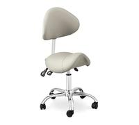 Physa Siège Selle De Cheval Gris, Argenté Dossier Et Siège Réglables en Hauteur Chaise à roulettes pour Salon, Spa, Massage Tabouret de Travail